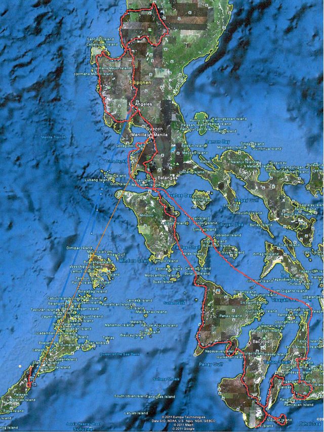Fietsroute ingekleurd Filippijnen